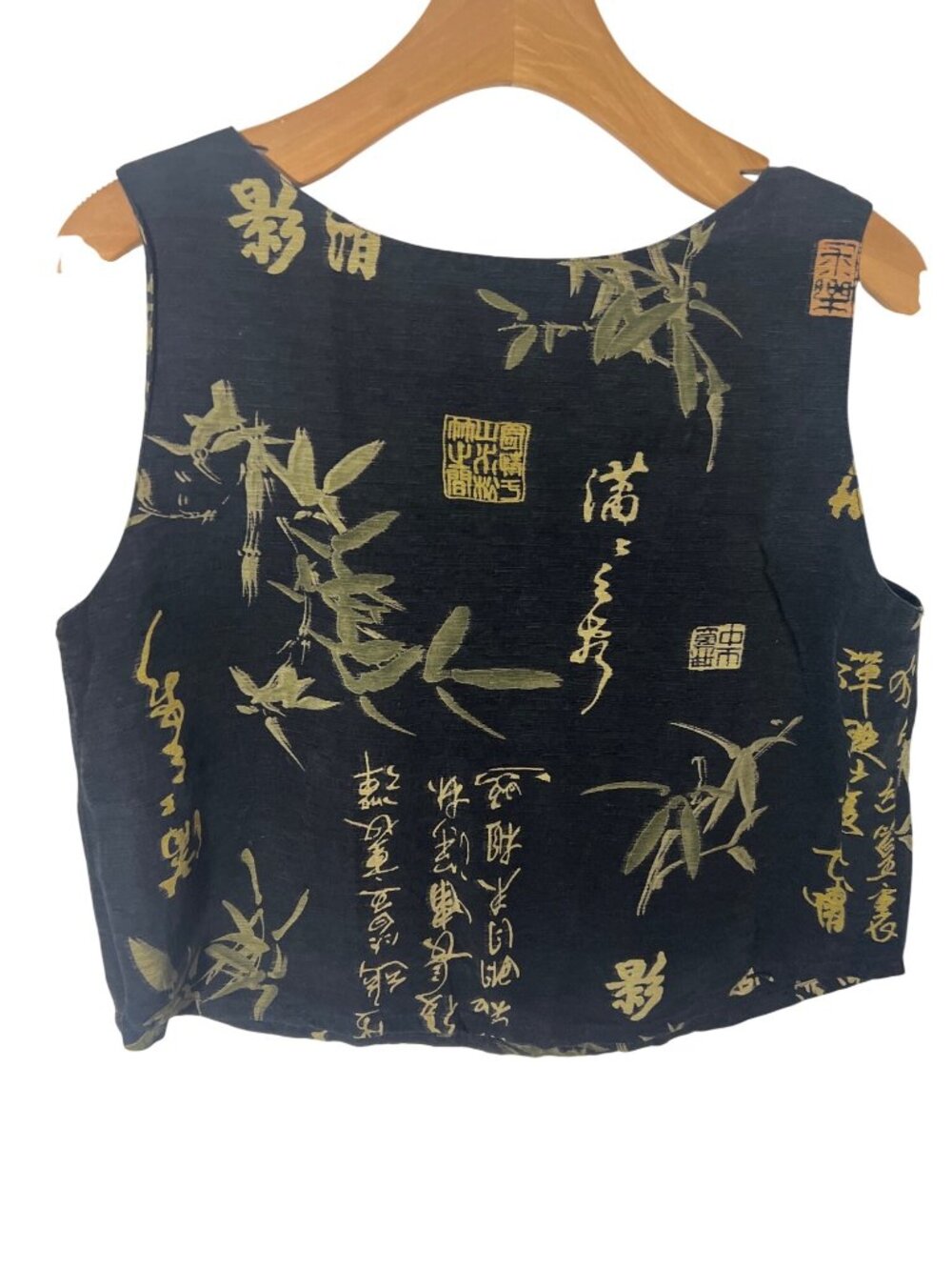 Women's silk/linen crop top size L Nomadic Traders asian print - Picture 4 of 4
